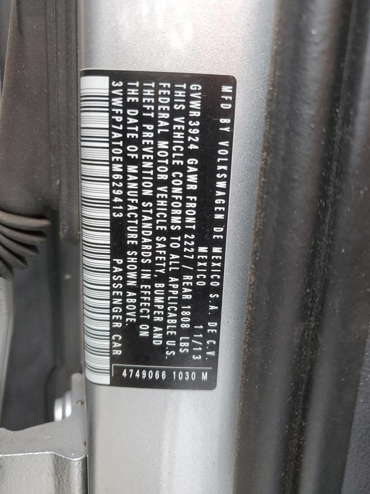 2014 Volkswagen Beetle VIN: 3VWFP7AT0EM629413 Lot: 72034565