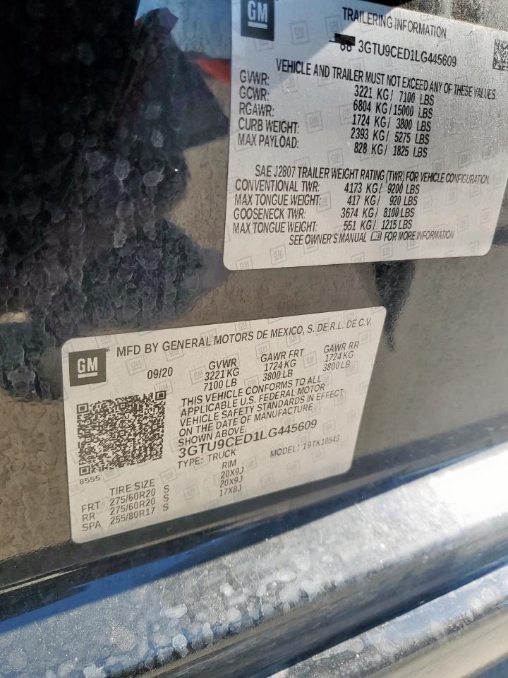 2020 GMC Sierra K1500 Elevation VIN: 3GTU9CED1LG445609 Lot: 80495465
