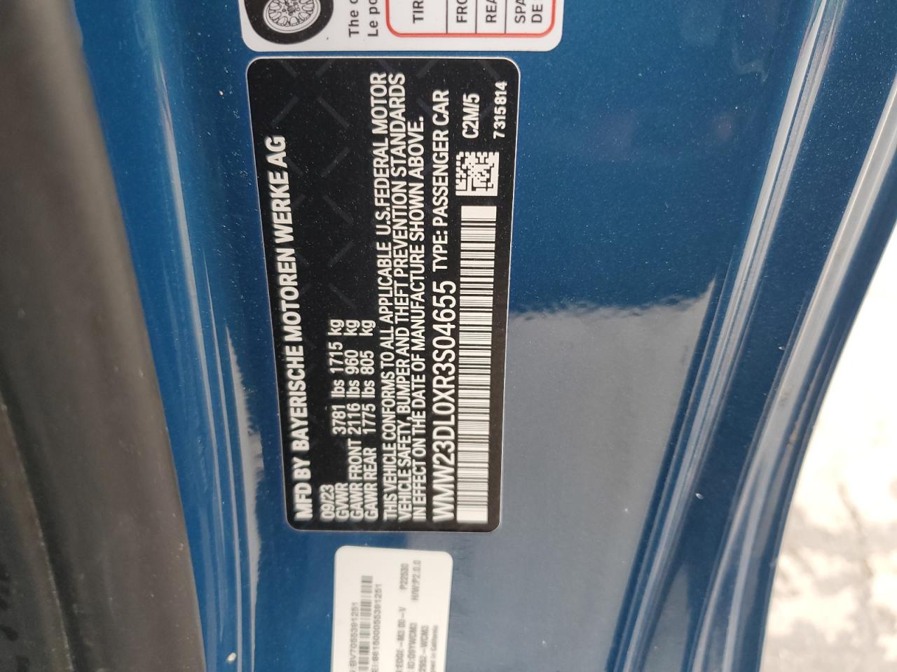 2024 Mini Cooper VIN: WMW23DL0XR3S04655 Lot: 83930835