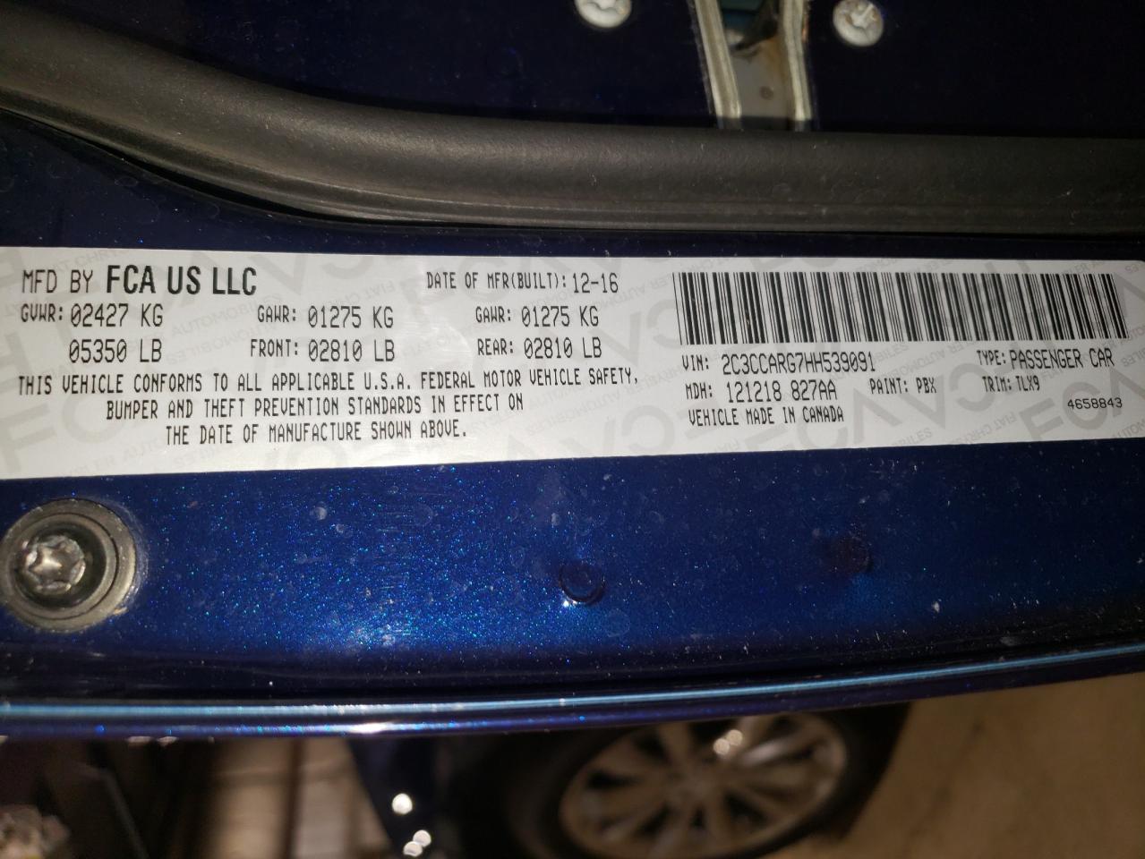 2017 Chrysler 300 Limited VIN: 2C3CCARG7HH539091 Lot: 71743185