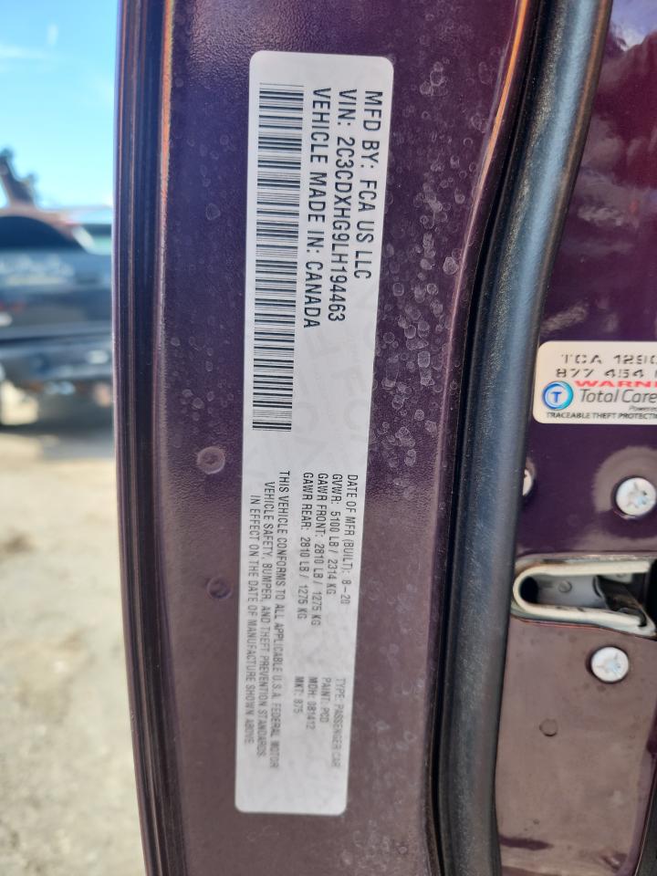 2020 Dodge Charger Gt VIN: 2C3CDXHG9LH194463 Lot: 81338375