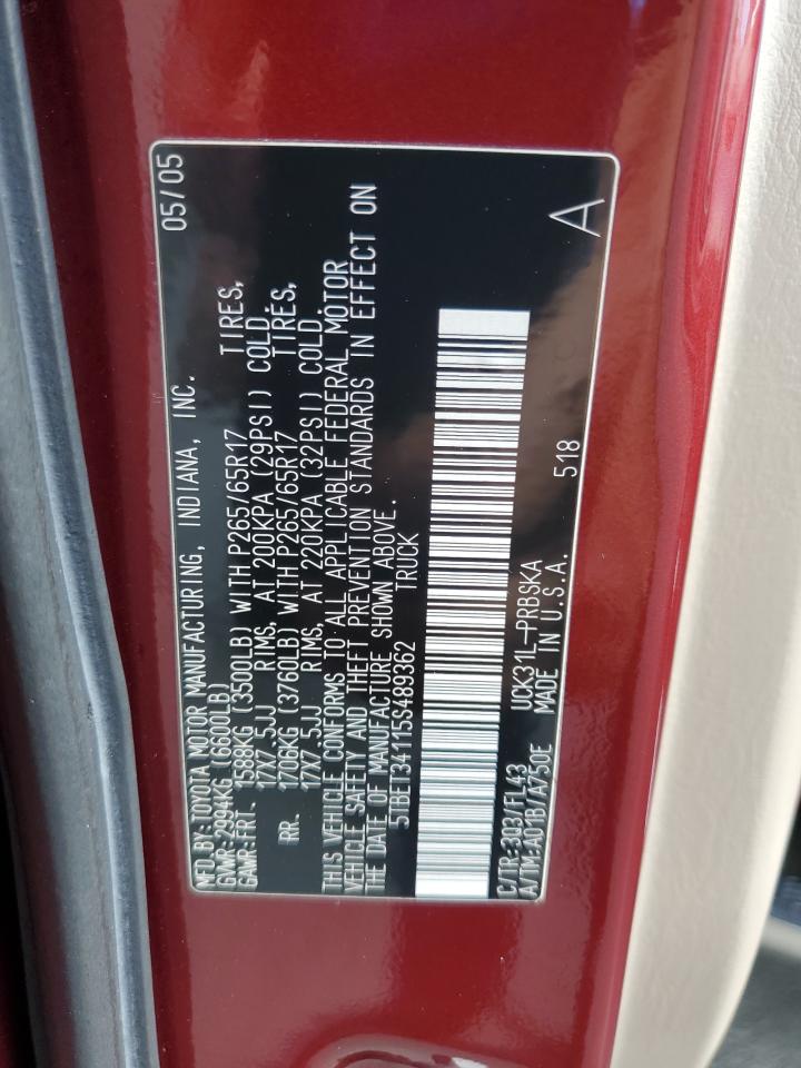 2005 Toyota Tundra Double Cab Sr5 VIN: 5TBET34115S489362 Lot: 81927605