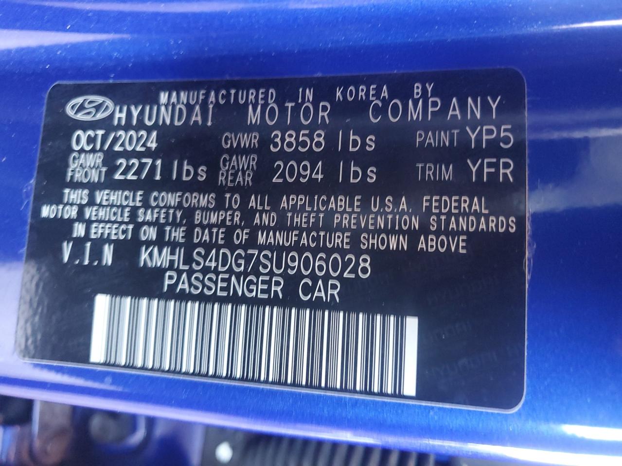 2025 Hyundai Elantra Sel VIN: KMHLS4DG7SU906028 Lot: 83875455