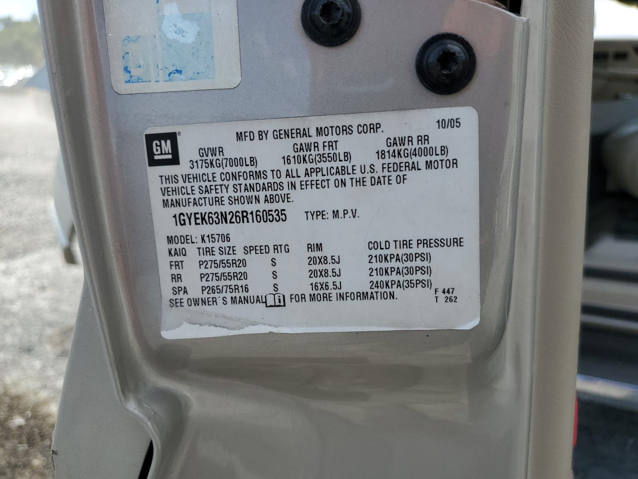 2006 Cadillac Escalade Luxury VIN: 1GYEK63N26R160535 Lot: 81550945