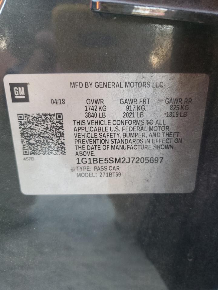 2018 Chevrolet Cruze Lt VIN: 1G1BE5SM2J7205697 Lot: 80935905