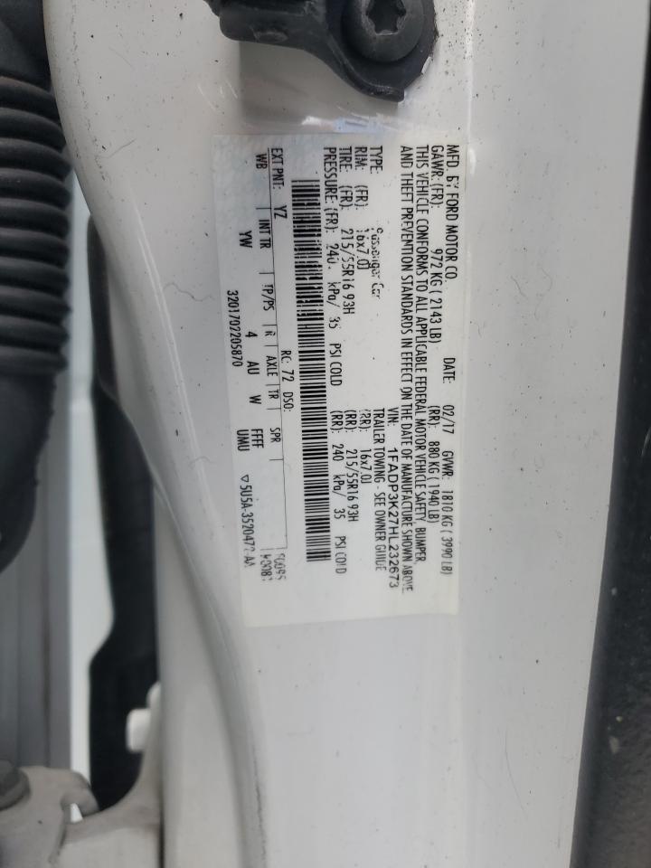 2017 Ford Focus Se VIN: 1FADP3K27HL232673 Lot: 71842115