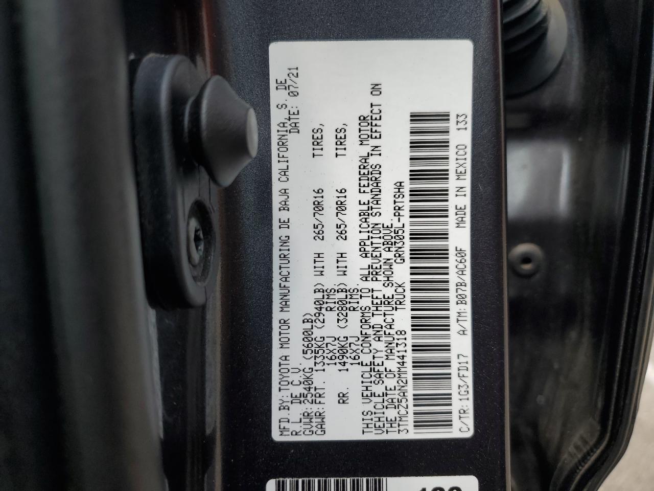 2021 Toyota Tacoma Double Cab VIN: 3TMCZ5AN2MM441318 Lot: 81829665