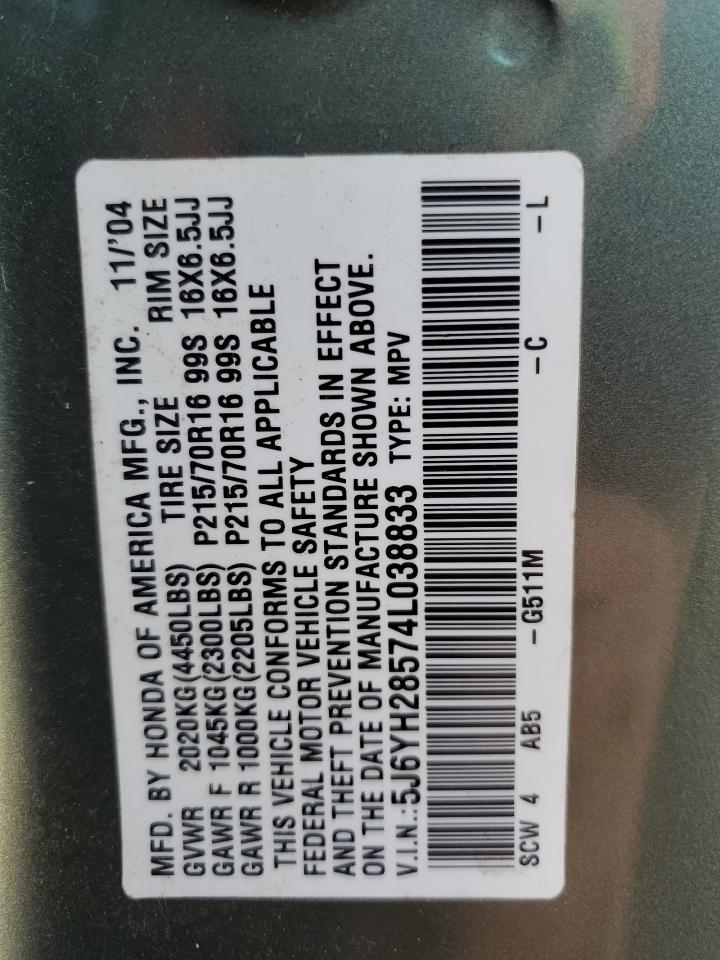 2004 Honda Element Ex VIN: 5J6YH28574L038833 Lot: 81520585
