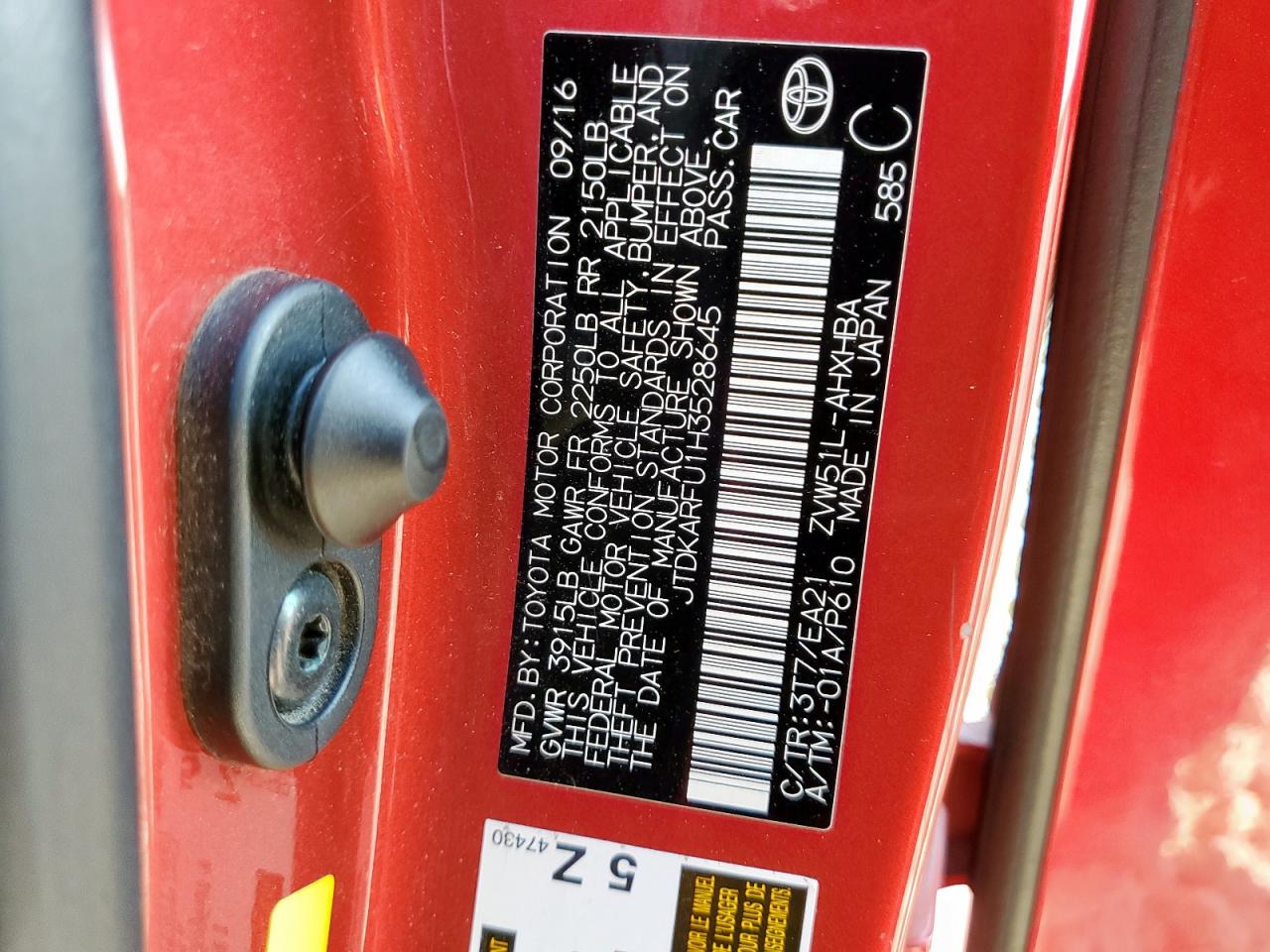 2017 Toyota Prius VIN: JTDKARFU1H3528645 Lot: 80857075