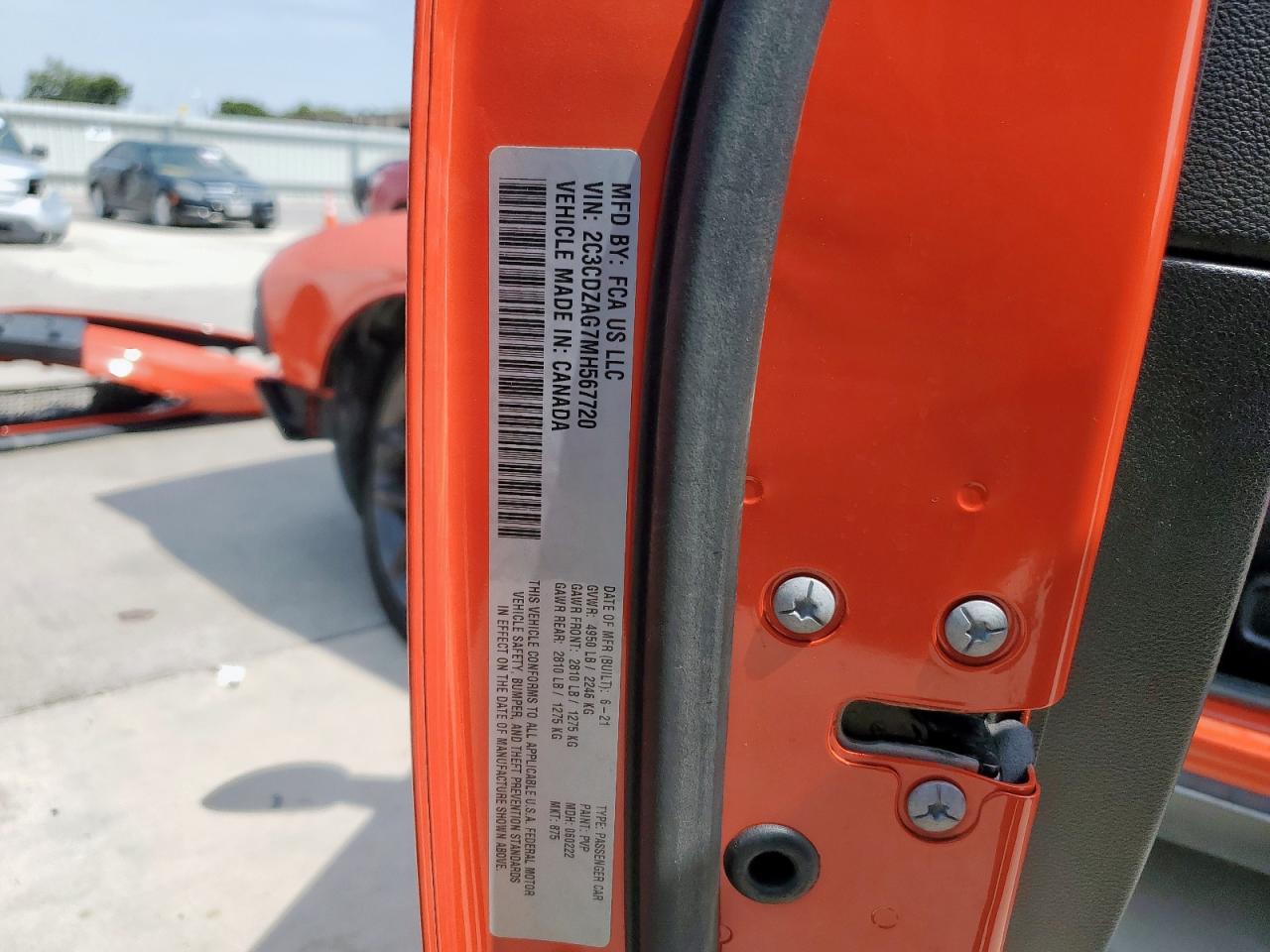 2021 Dodge Challenger Sxt VIN: 2C3CDZAG7MH567720 Lot: 71587615