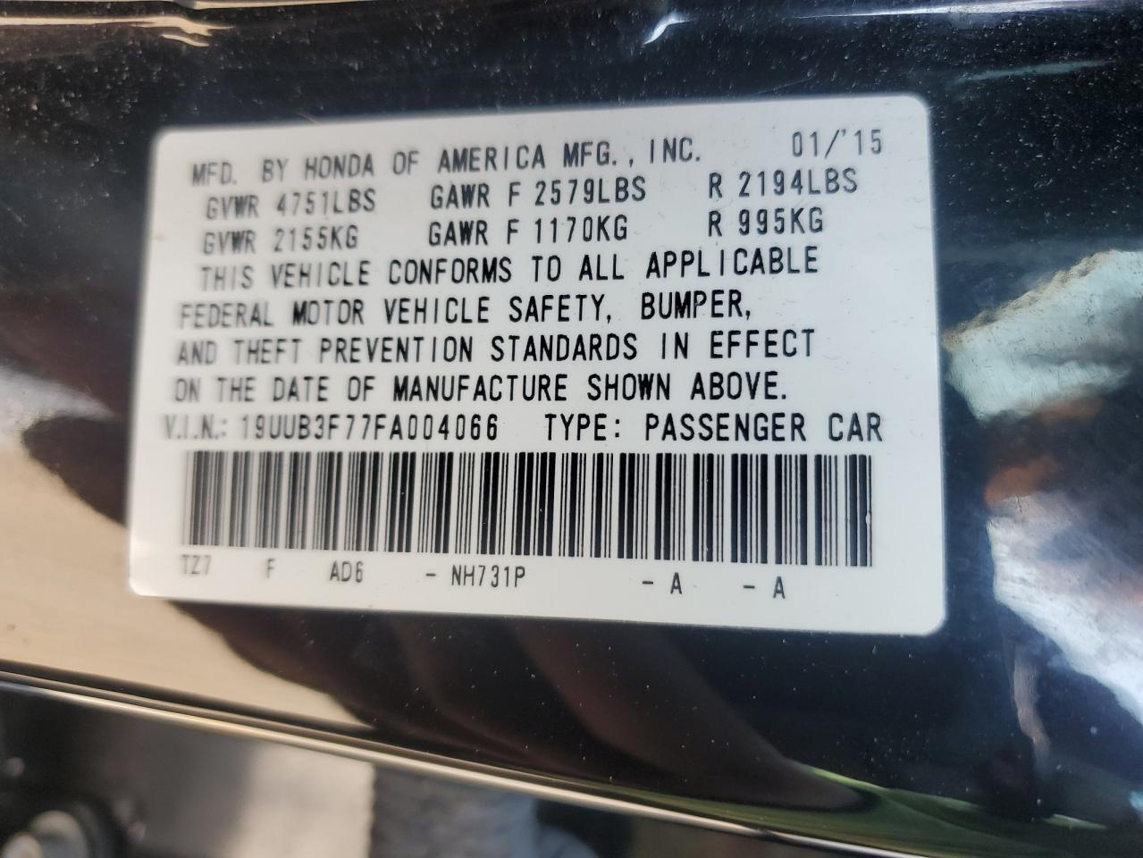 2015 Acura Tlx Advance VIN: 19UUB3F77FA004066 Lot: 71973045