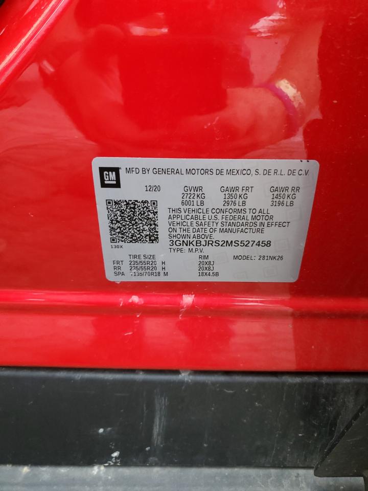 2021 Chevrolet Blazer 3Lt VIN: 3GNKBJRS2MS527458 Lot: 80337155