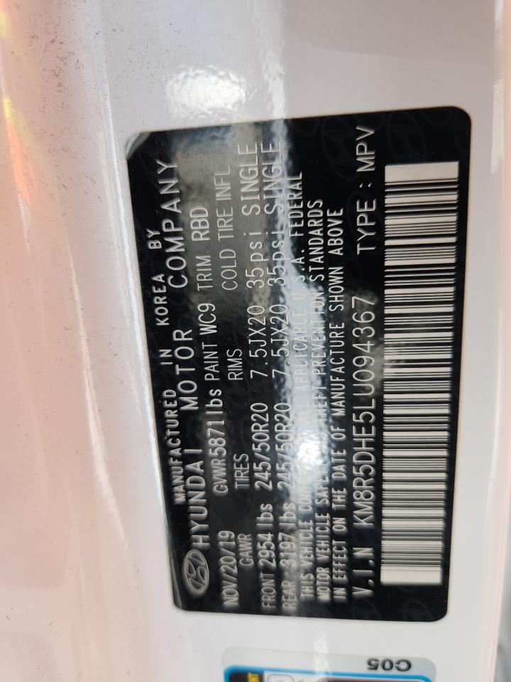 2020 Hyundai Palisade Limited VIN: KM8R5DHE5LU094367 Lot: 71436835