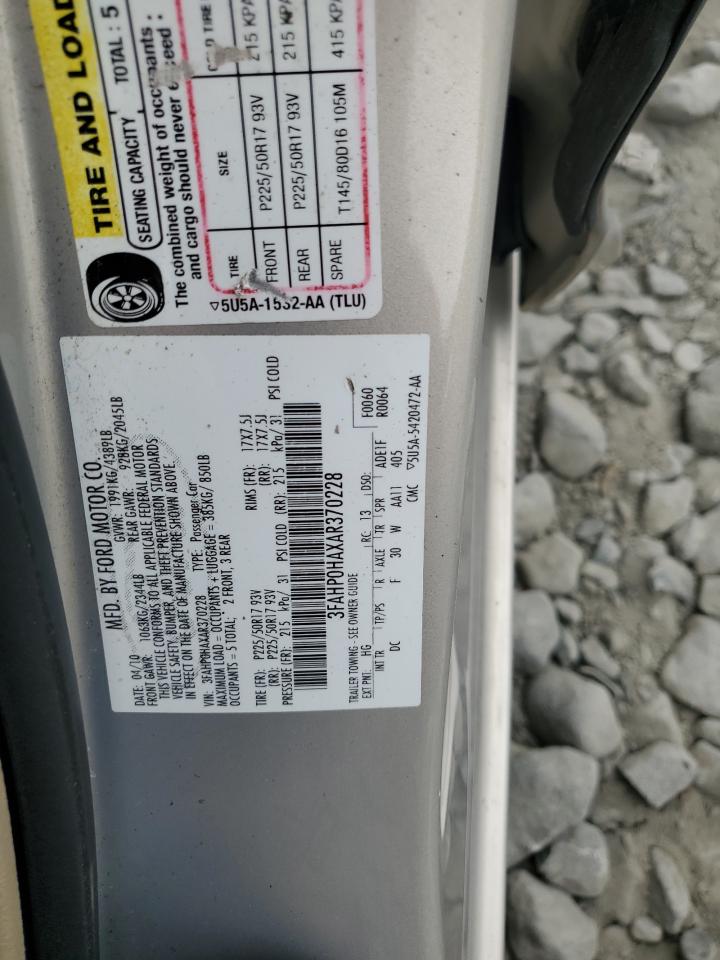 2010 Ford Fusion Se VIN: 3FAHP0HAXAR370228 Lot: 80241765