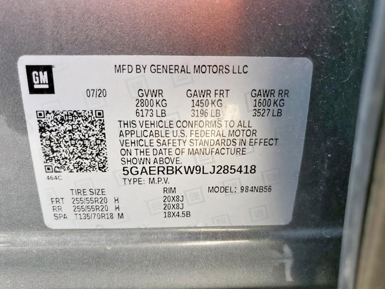 2020 Buick Enclave Essence VIN: 5GAERBKW9LJ285418 Lot: 84004785