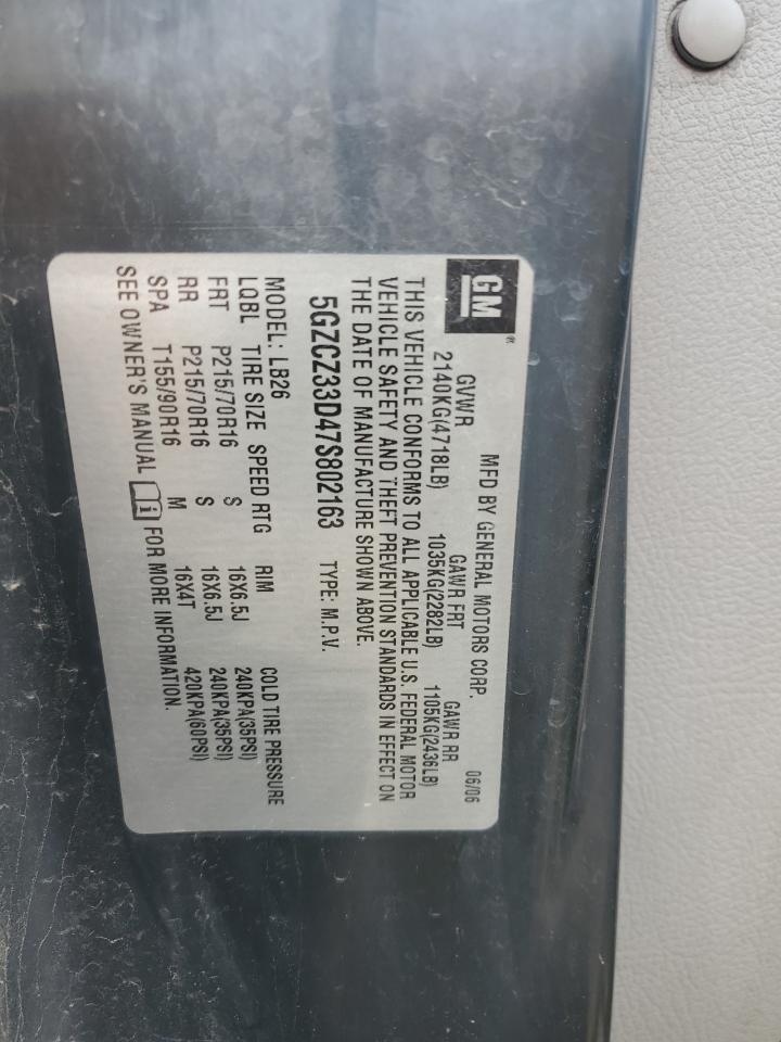 2007 Saturn Vue VIN: 5GZCZ33D47S802163 Lot: 80163855