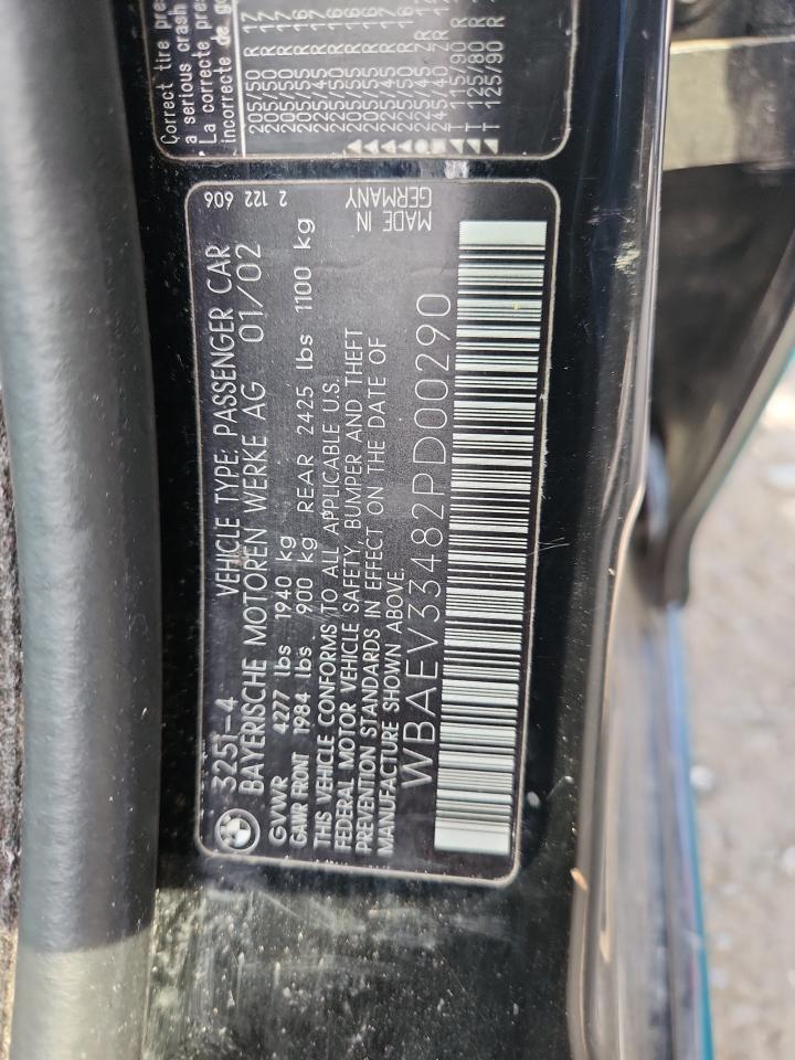 2002 BMW 325 I VIN: WBAEV33482PD00290 Lot: 80688785