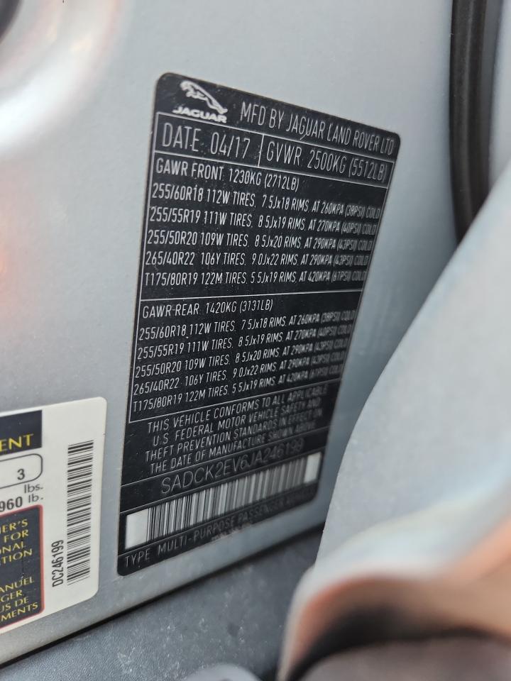 2018 Jaguar F-Pace Prestige VIN: SADCK2EV6JA246199 Lot: 81028155