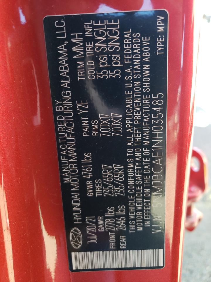 2022 Hyundai Tucson Sel VIN: 5NMJBCAE1NH035485 Lot: 81626815