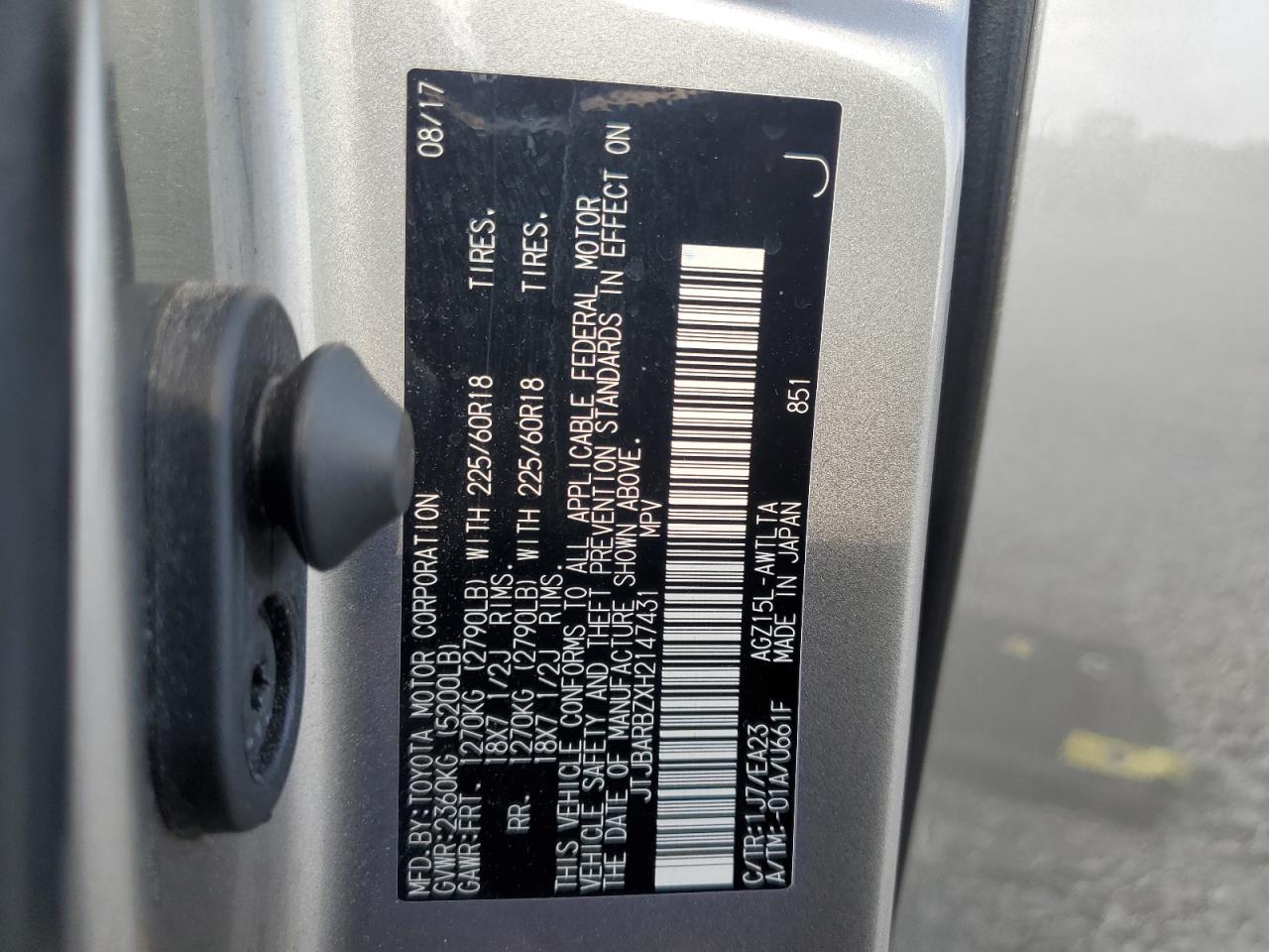 2017 Lexus Nx 200T Base VIN: JTJBARBZXH2147431 Lot: 72072365