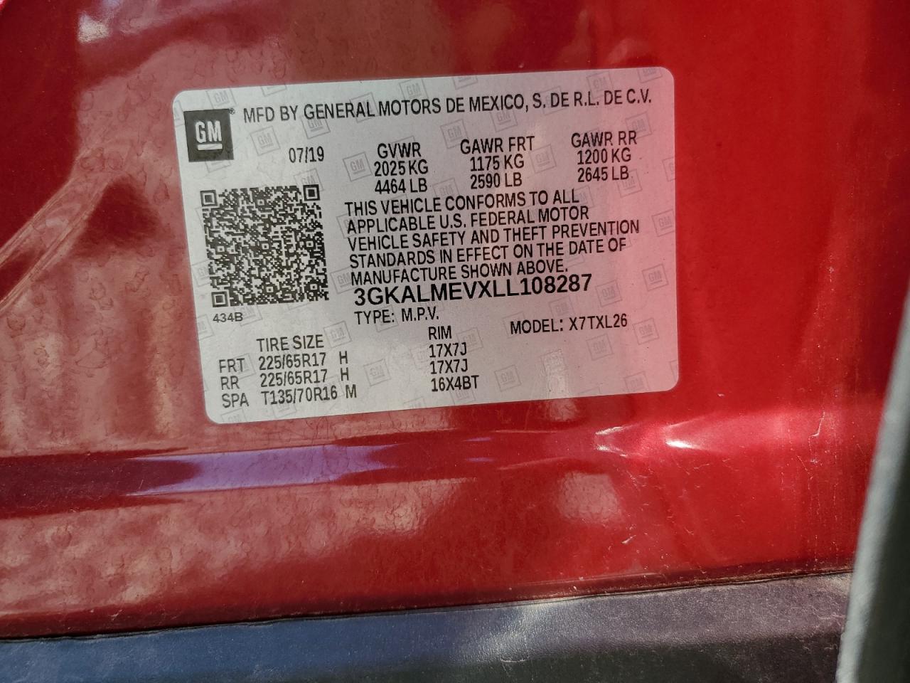 2020 GMC Terrain Sle VIN: 3GKALMEVXLL108287 Lot: 80355665