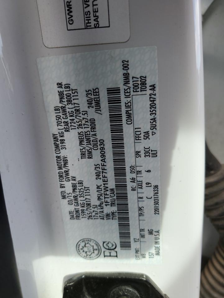 2015 Ford F150 Supercrew VIN: 1FTFW1EF7FFA90930 Lot: 70028055