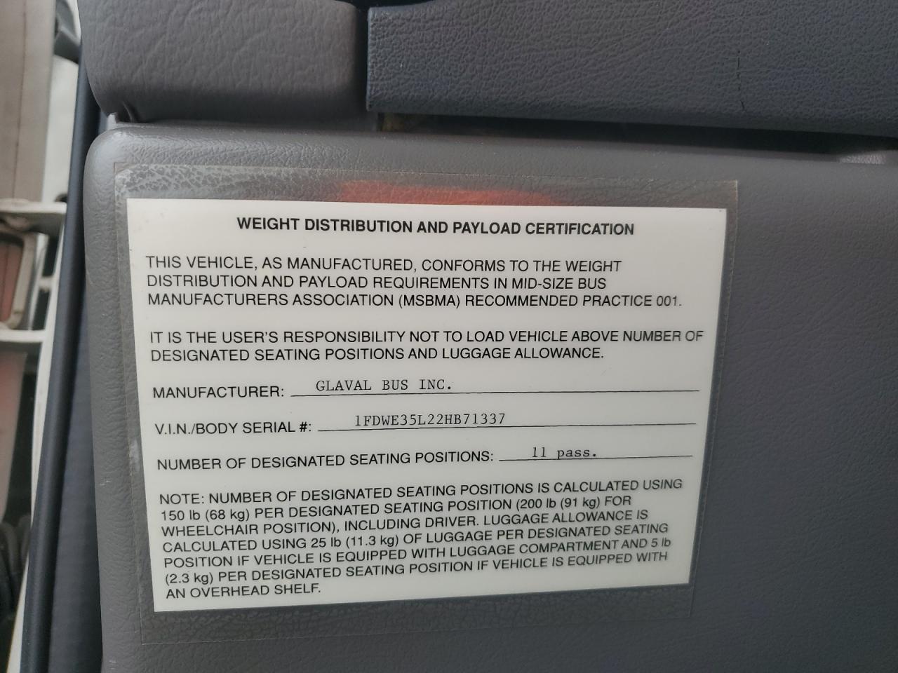 2002 Ford Econoline E350 Super Duty Cutaway Van VIN: 1FDWE35L22HB71137 Lot: 81705645