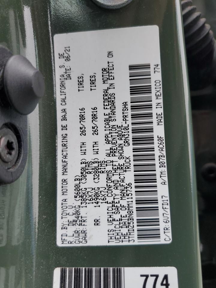 2021 Toyota Tacoma Double Cab VIN: 3TMDZ5BN8MM115736 Lot: 84206965