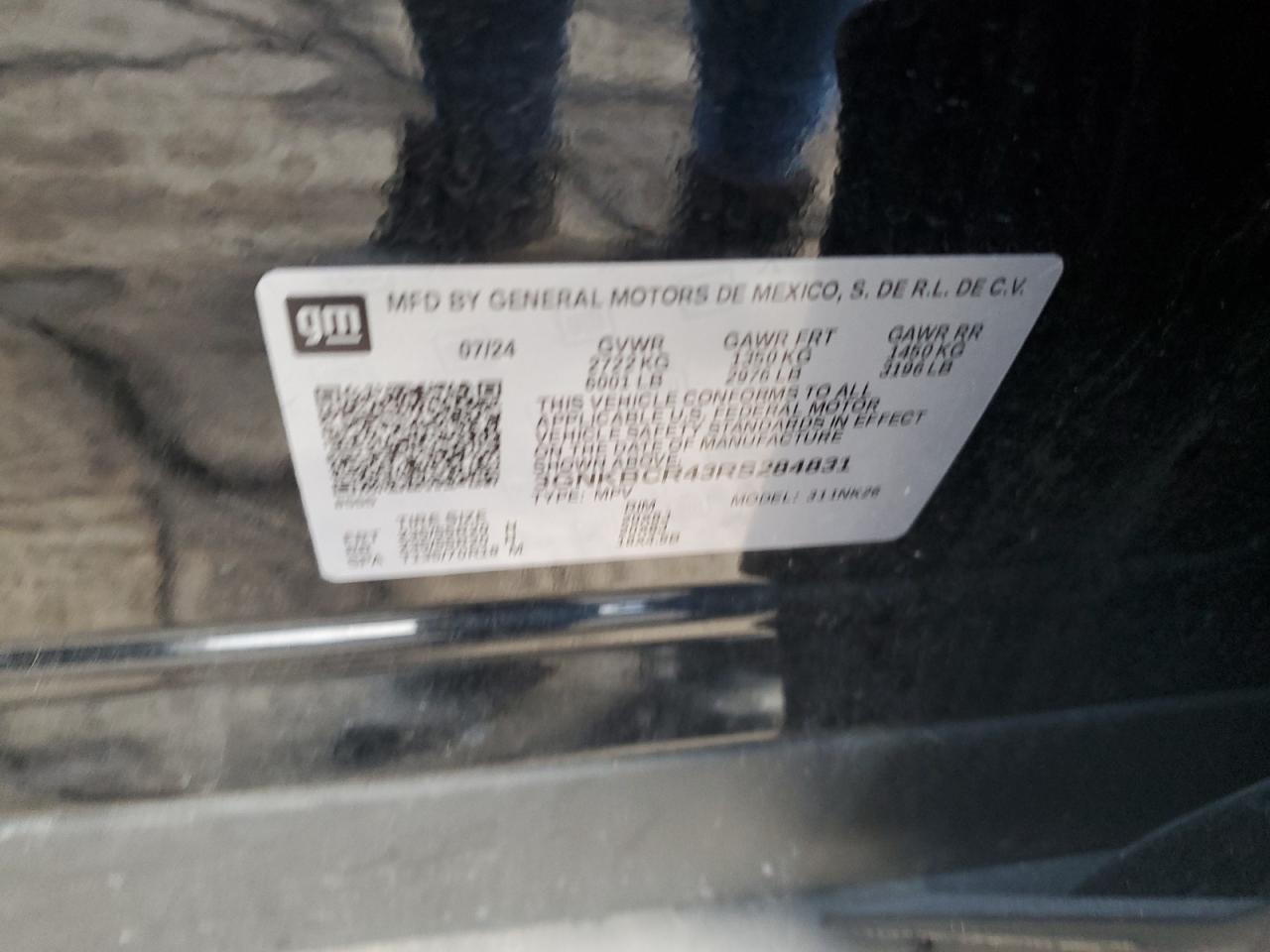 2024 Chevrolet Blazer 2Lt VIN: 3GNKBCR43RS284831 Lot: 83863225