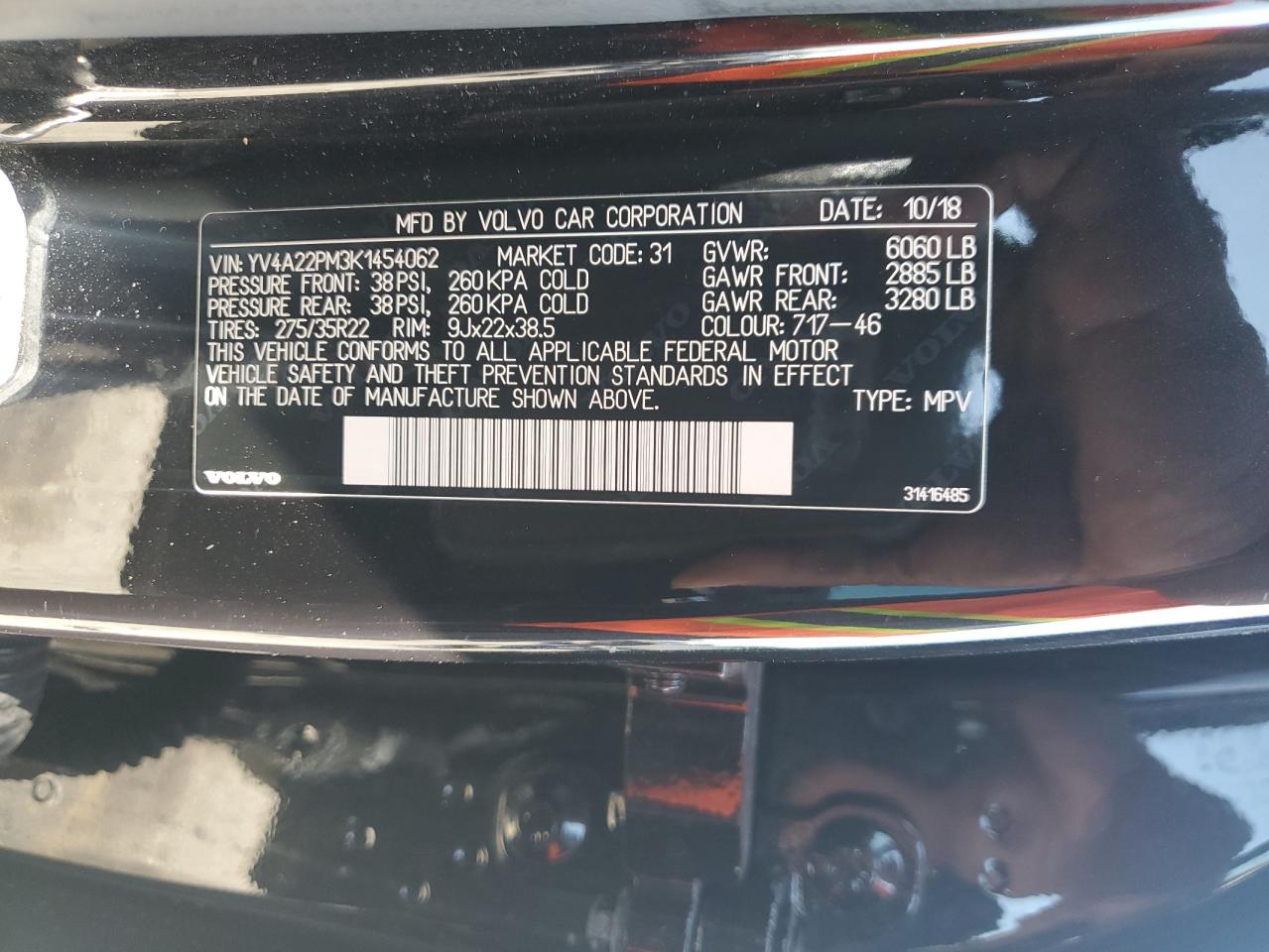 2019 Volvo Xc90 T6 R-Design VIN: YV4A22PM3K1454062 Lot: 80245475