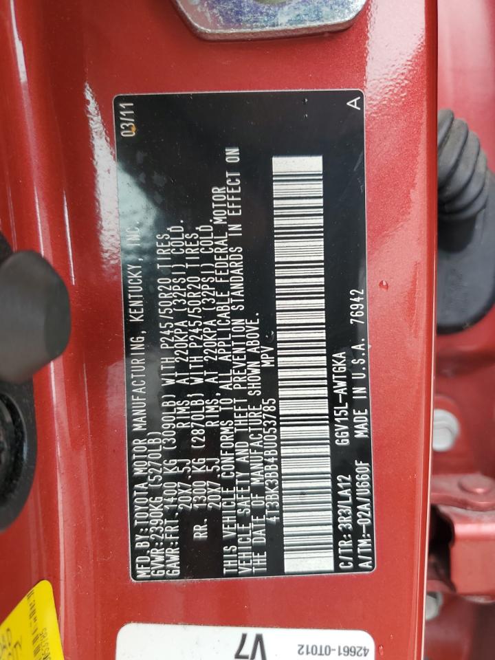 2011 Toyota Venza VIN: 4T3BK3BB4BU053785 Lot: 81817515