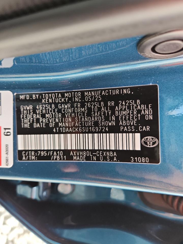 2025 Toyota Camry Xse VIN: 4T1DAACK6SU169724 Lot: 71992885