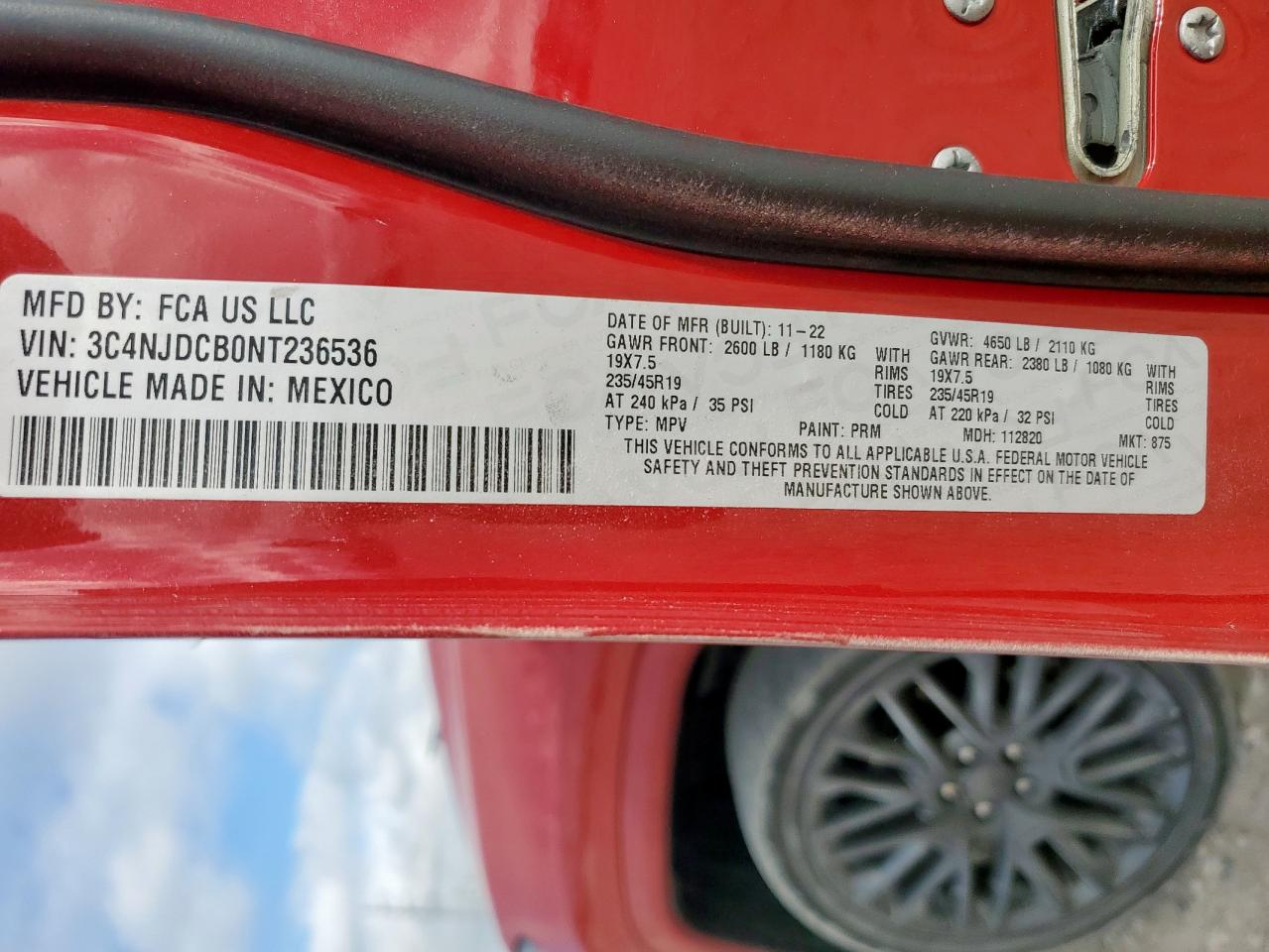 2022 Jeep Compass Limited VIN: 3C4NJDCB0NT236536 Lot: 81756905