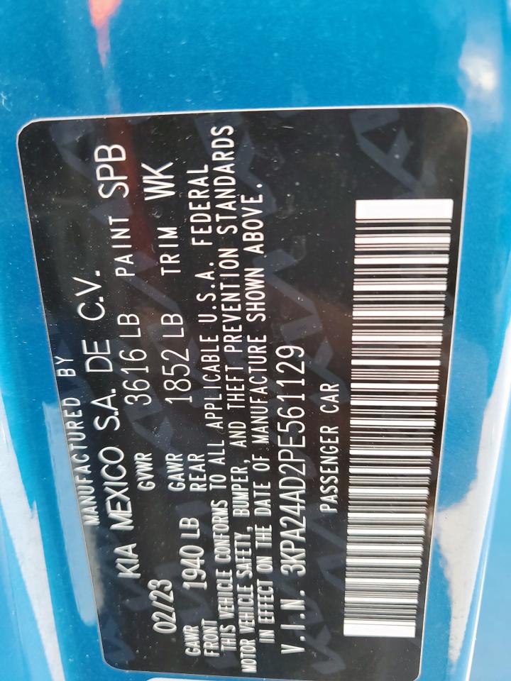 2023 Kia Rio Lx VIN: 3KPA24AD2PE561129 Lot: 71855695