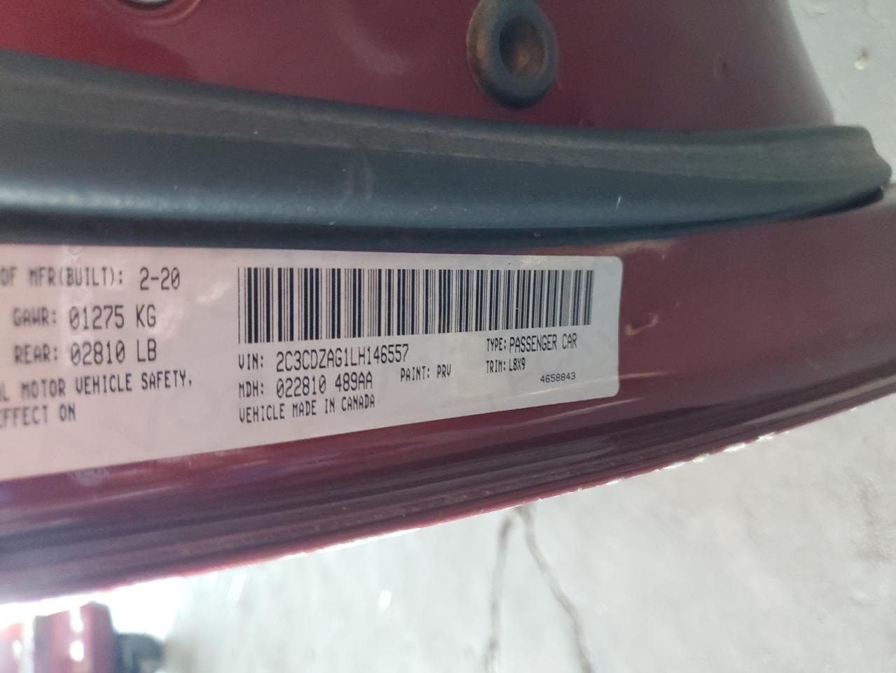 2020 Dodge Challenger Sxt VIN: 2C3CDZAG1LH146557 Lot: 72050945