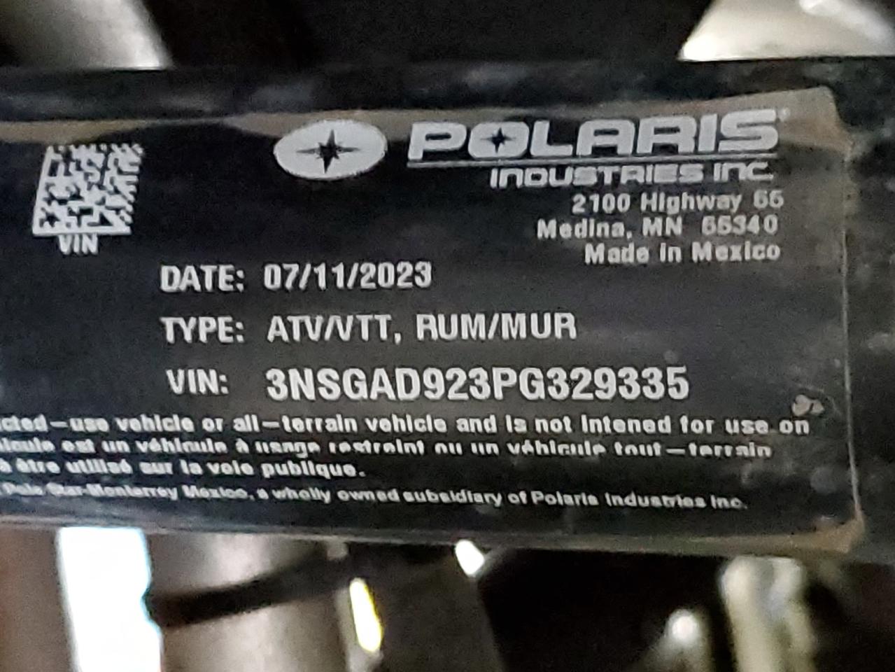 2023 Polaris Rzr Turbo R Ultimate VIN: 3NSGAD923PG329335 Lot: 80428665