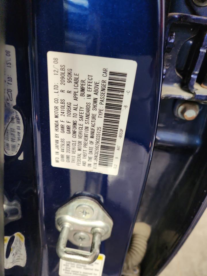 2009 Acura Tsx VIN: JH4CU26629C035125 Lot: 84386335