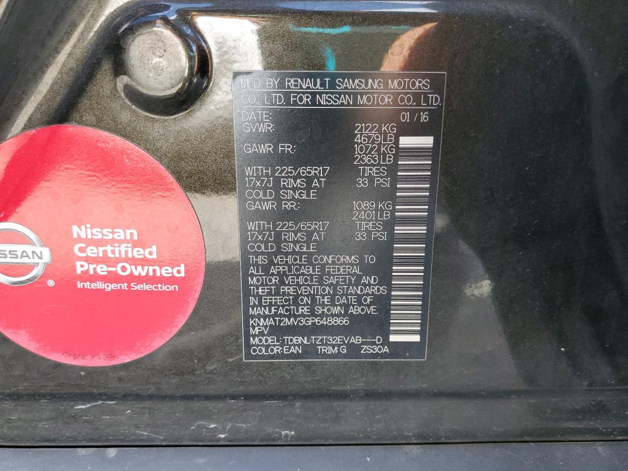 2016 Nissan Rogue S VIN: KNMAT2MV3GP648866 Lot: 80255795