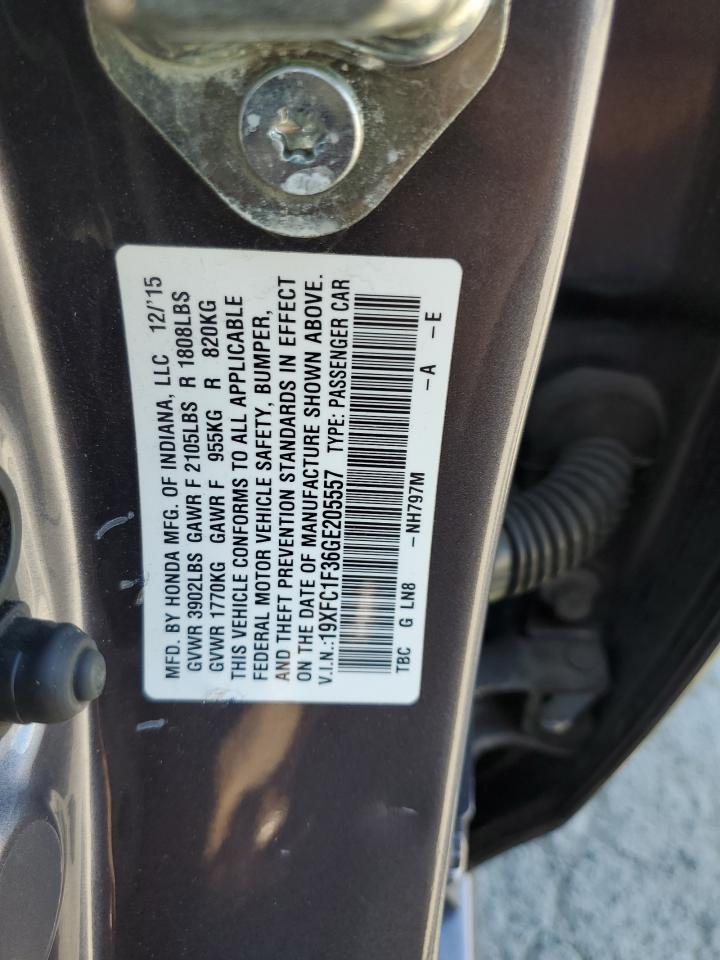 2016 Honda Civic Ex VIN: 19XFC1F36GE205557 Lot: 81349145