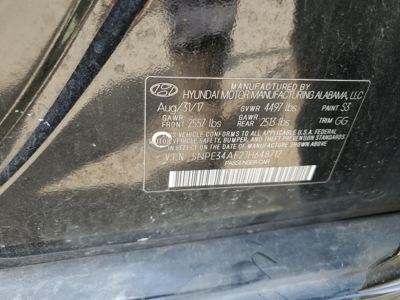 2018 Hyundai Sonata Sport VIN: 5NPE34AF2JH648712 Lot: 84820455