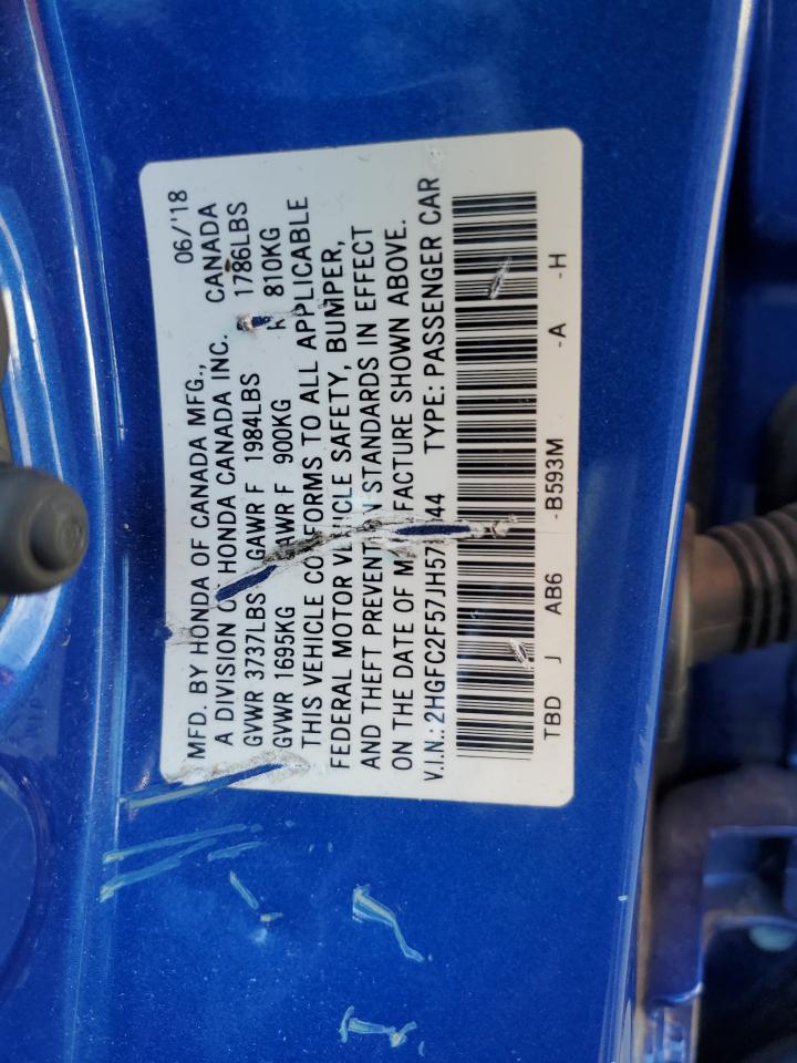 2018 Honda Civic Lx VIN: 2HGFC2F57JH578644 Lot: 80742835