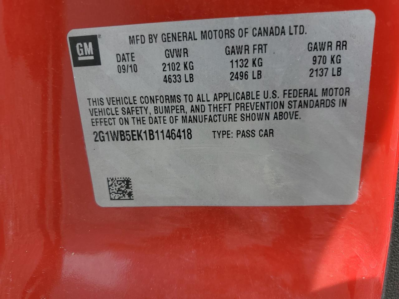 2011 Chevrolet Impala Lt VIN: 2G1WB5EK1B1146418 Lot: 81715755