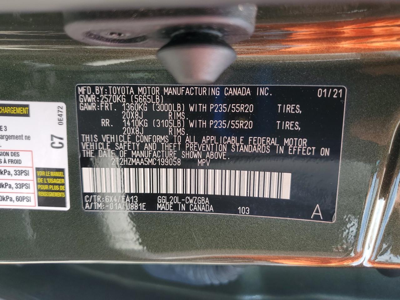 2021 Lexus Rx 350 VIN: 2T2HZMAA5MC199058 Lot: 81676795