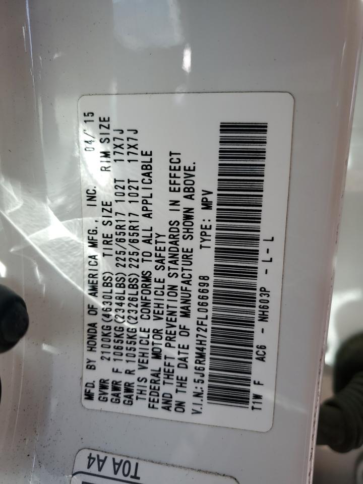 2015 Honda Cr-V Exl VIN: 5J6RM4H72FL066698 Lot: 81043695