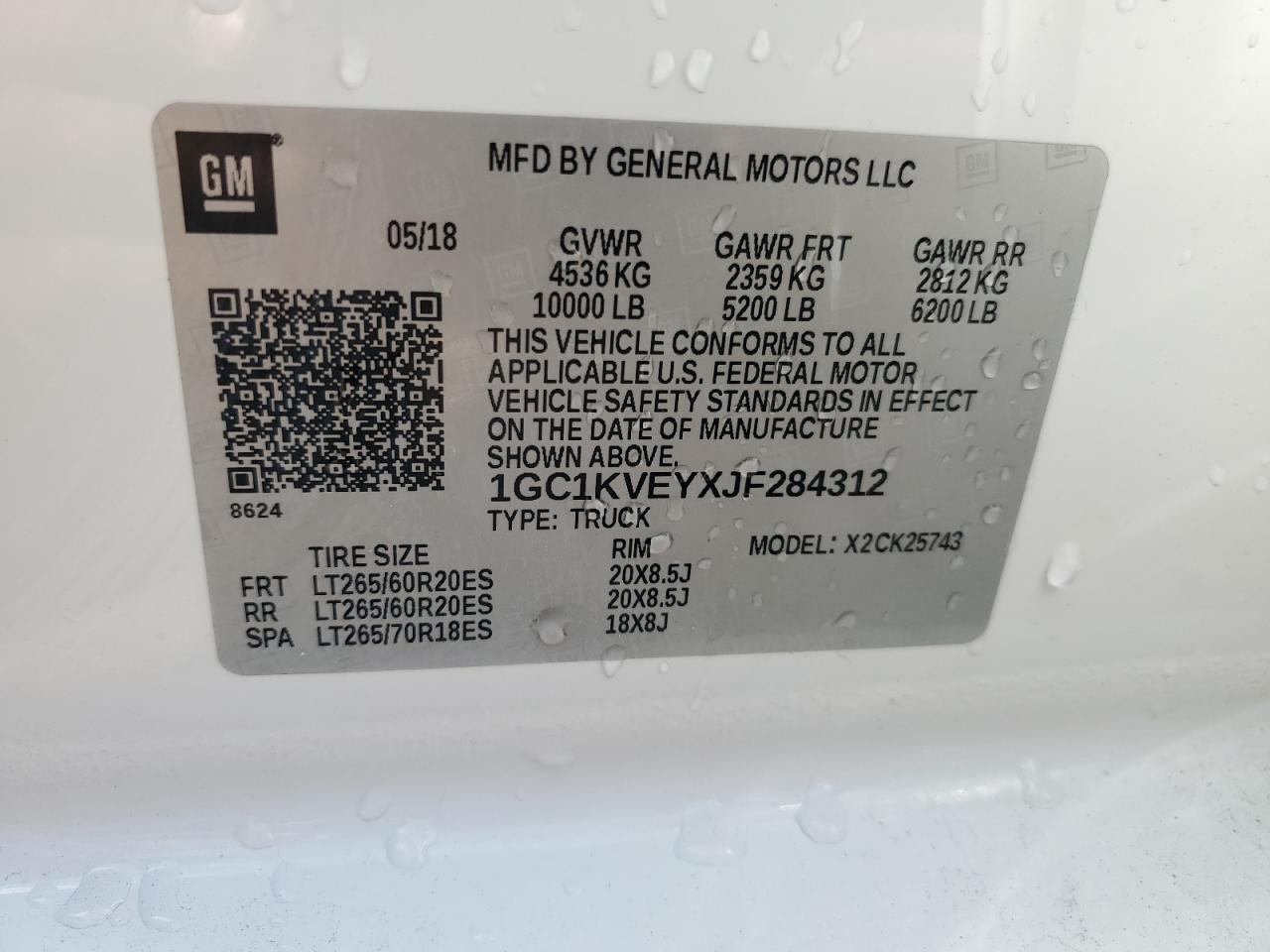 2018 Chevrolet Silverado K2500 Heavy Duty Lt VIN: 1GC1KVEYXJF284312 Lot: 80534805