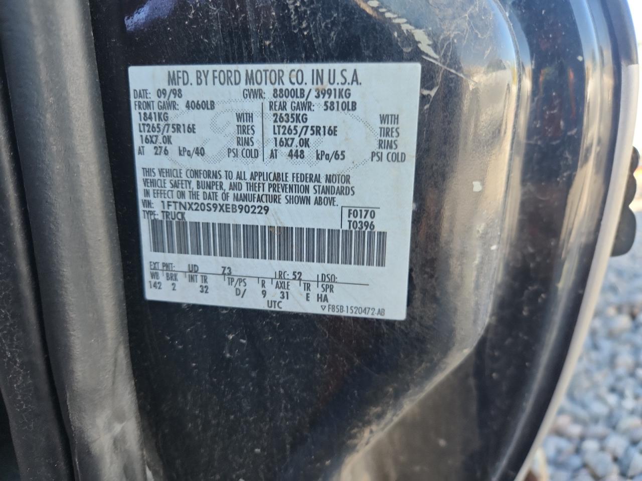 1999 Ford F250 Super Duty VIN: 1FTNX20S9XEB90229 Lot: 81288665