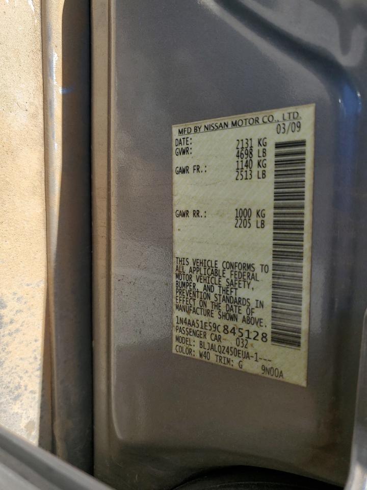 2009 Nissan Maxima S VIN: 1N4AA51E59C845128 Lot: 71825085