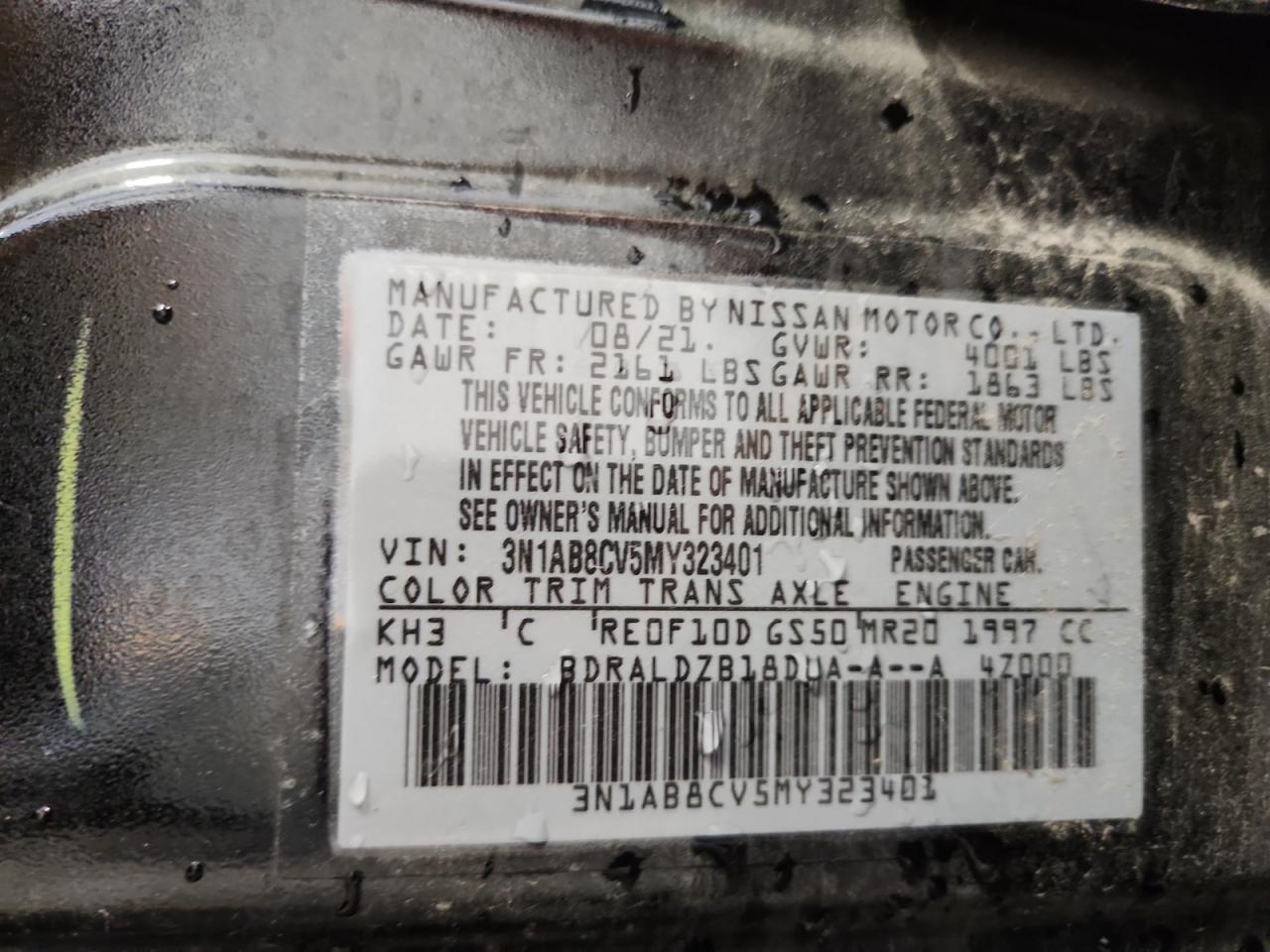 2021 Nissan Sentra Sv VIN: 3N1AB8CV5MY323401 Lot: 71018695