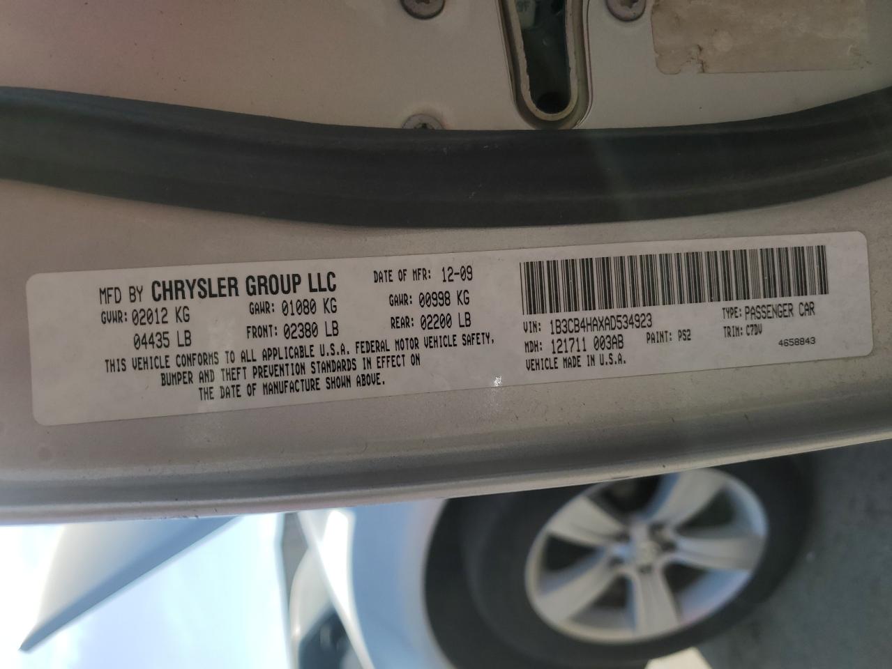 2010 Dodge Caliber Sxt VIN: 1B3CB4HAXAD534923 Lot: 81126965