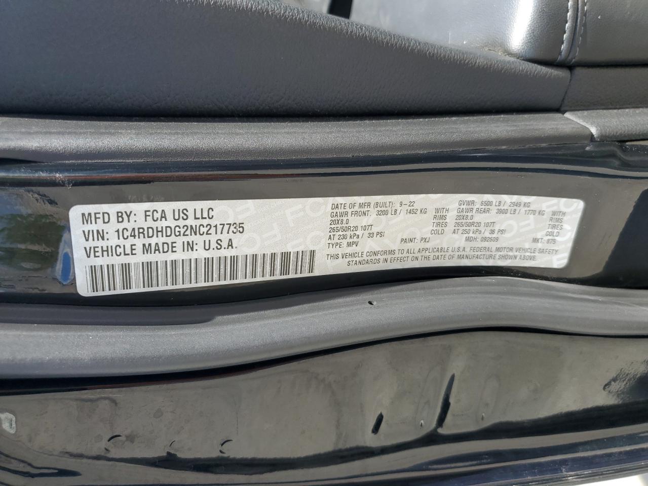 2022 Dodge Durango Gt VIN: 1C4RDHDG2NC217735 Lot: 81698715